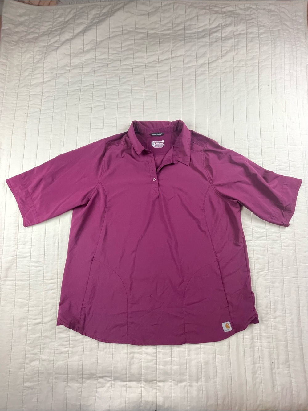 Carhartt Force Women’s Short Sleeve Work Scrub Shirt - Magenta/Wine XXL